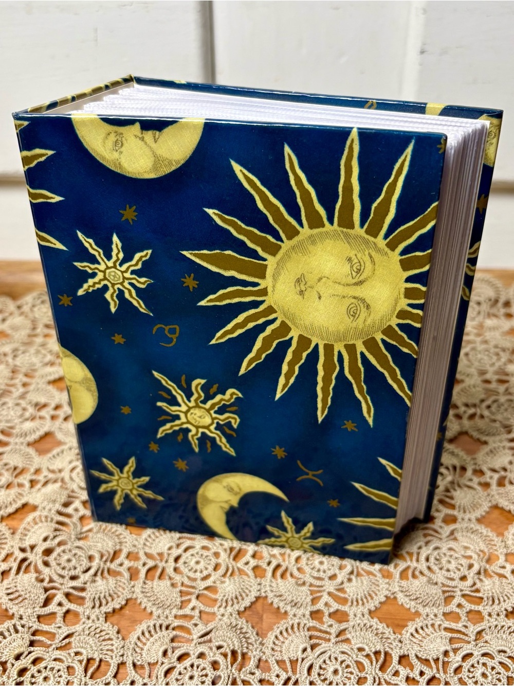 Vintage Y2K Blue Gold Celestial Sun Moon Mini Photo Album